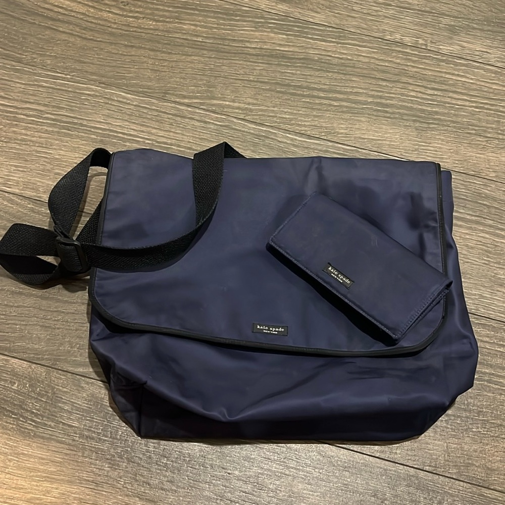 Kate spade navy messenger bag with matching wallet